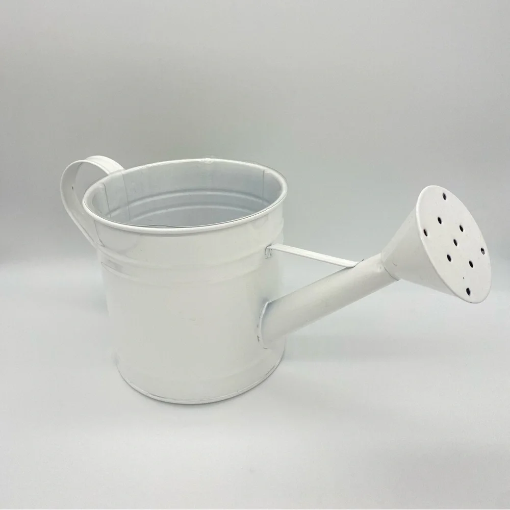 White Metal Watering Can Includes Plastic Liner for Bouquets or Potted Plants